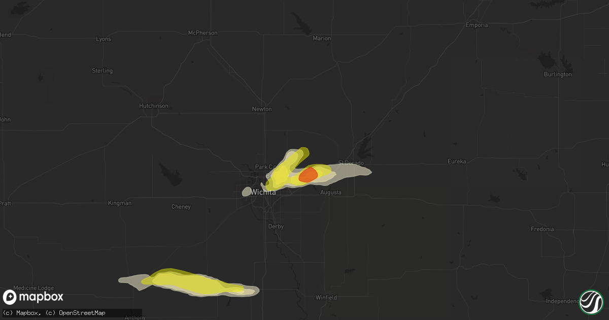 Hail map in Benton, KS on August 16, 2017