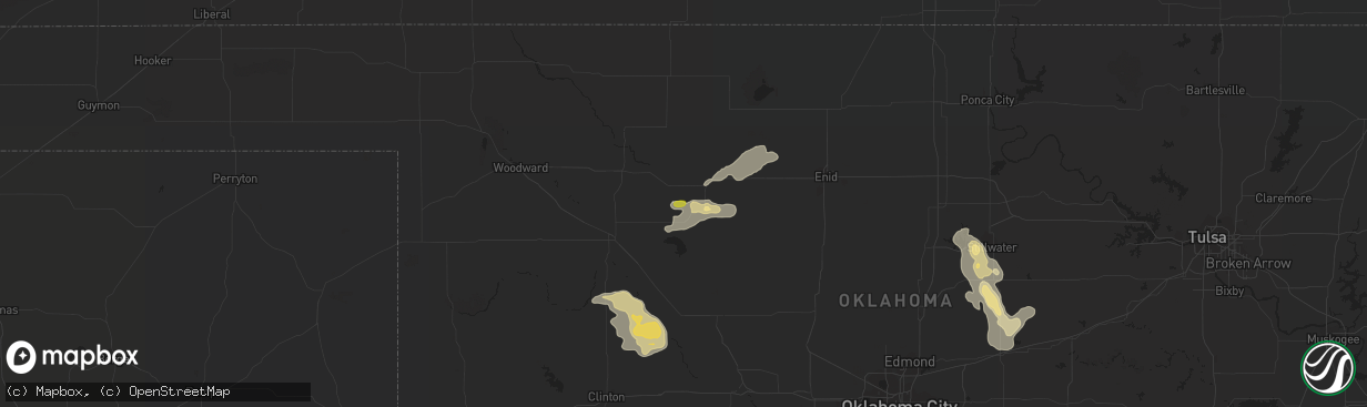 Hail map in Fairview, OK on August 16, 2017