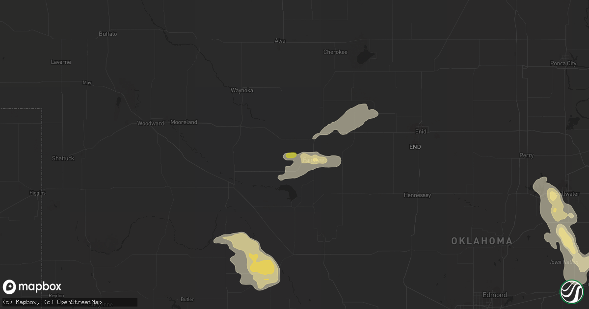 Hail map in Fairview, OK on August 16, 2017