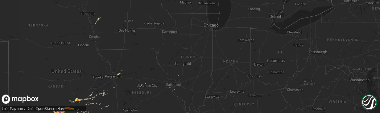 Hail map in Illinois on August 16, 2017