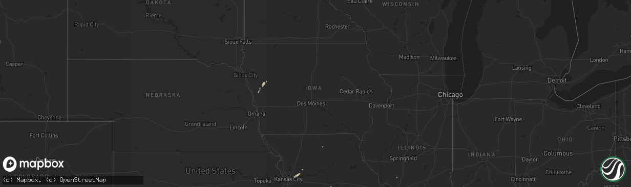 Hail map in Iowa on August 16, 2017