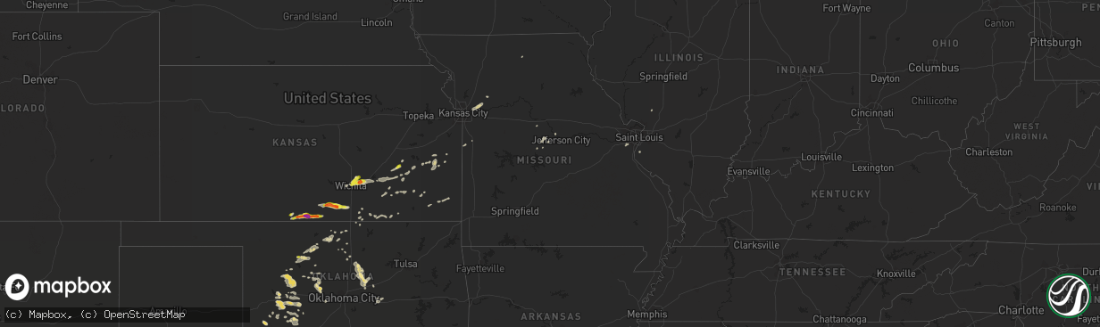 Hail map in Missouri on August 16, 2017