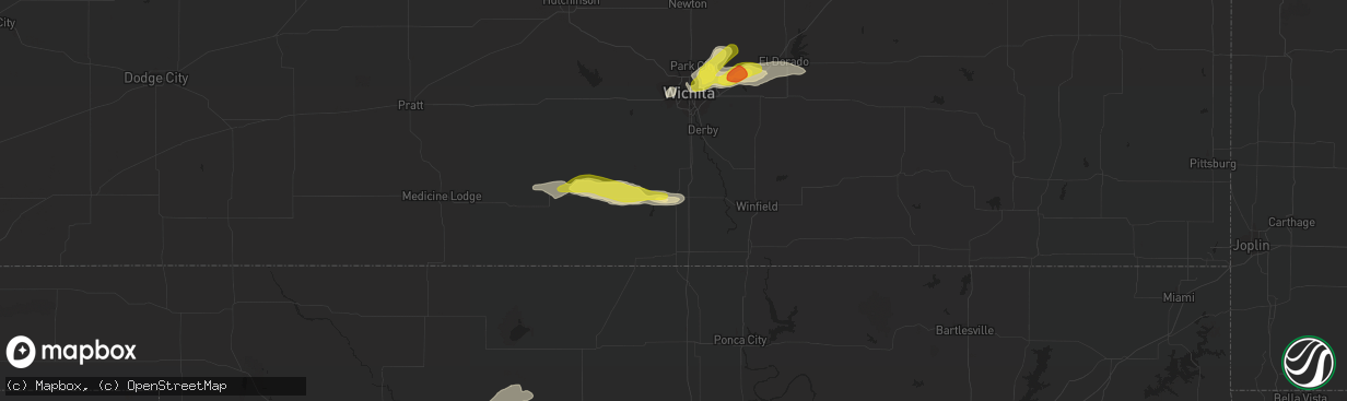 Hail map in Wellington, KS on August 16, 2017