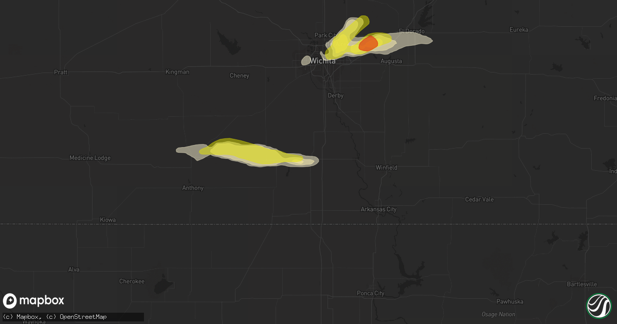 Hail map in Wellington, KS on August 16, 2017
