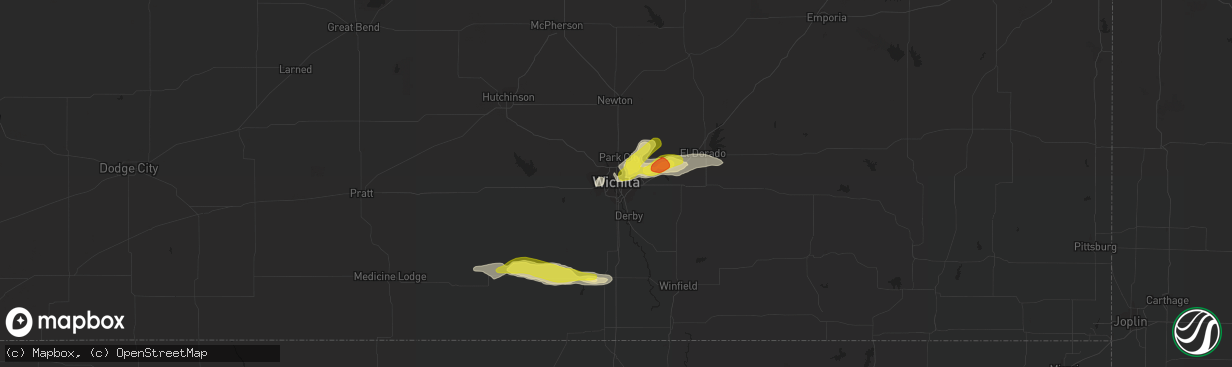 Hail map in Wichita, KS on August 16, 2017