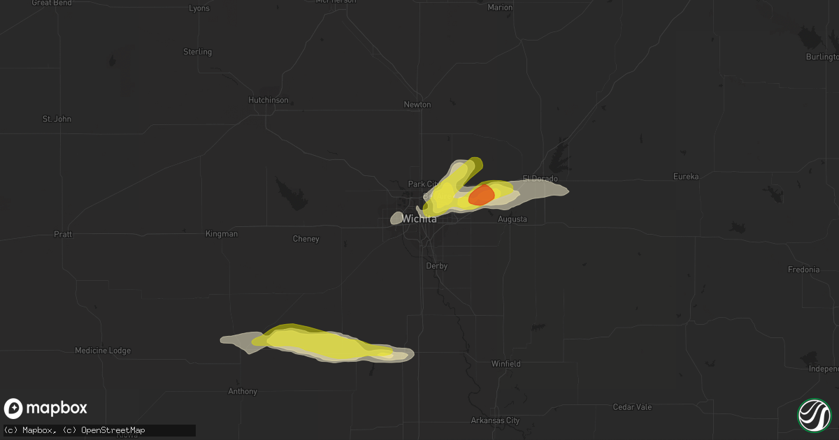 Hail map in Wichita, KS on August 16, 2017