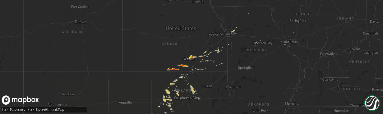 Hail map on August 16, 2017