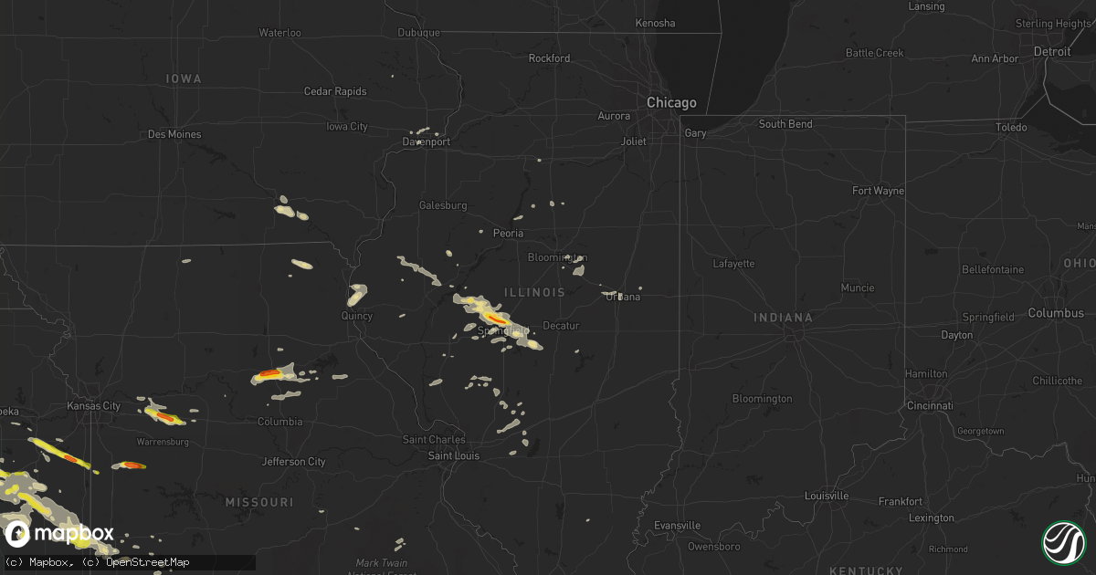 Hail map in Illinois on August 16, 2018