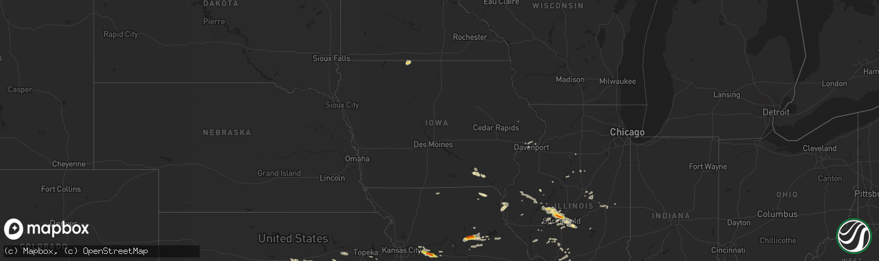 Hail map in Iowa on August 16, 2018