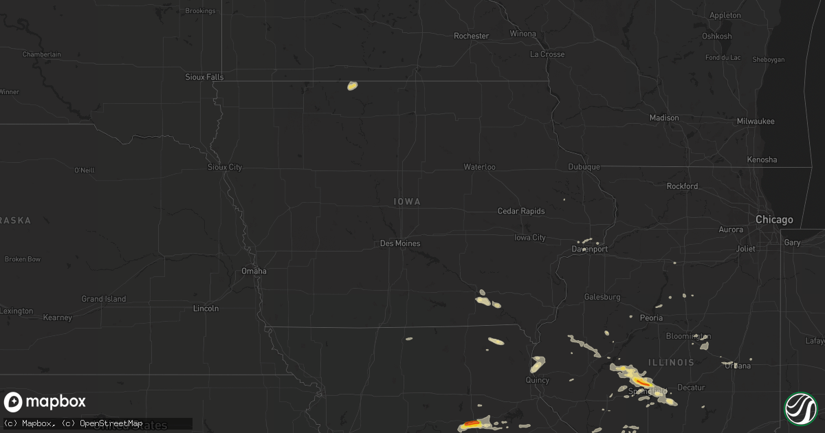 Hail map in Iowa on August 16, 2018