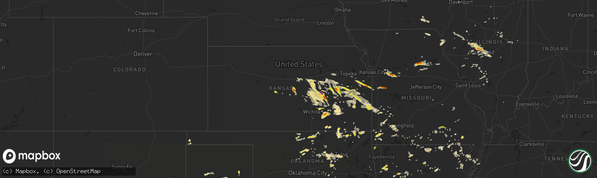 Hail map in Kansas on August 16, 2018