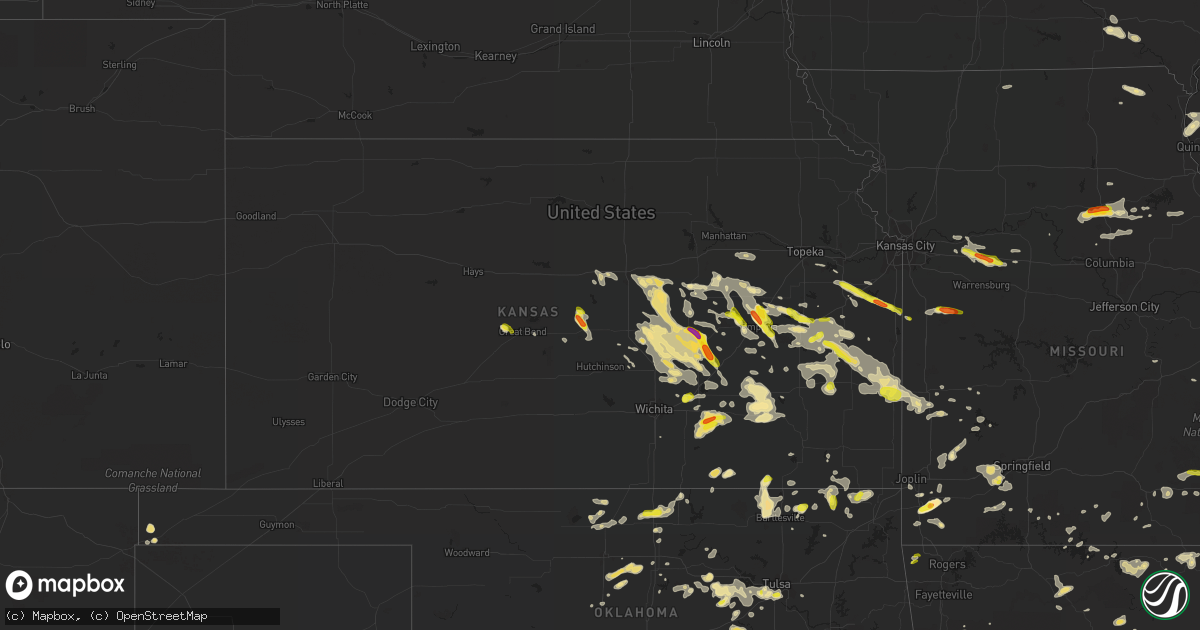 Hail map in Kansas on August 16, 2018