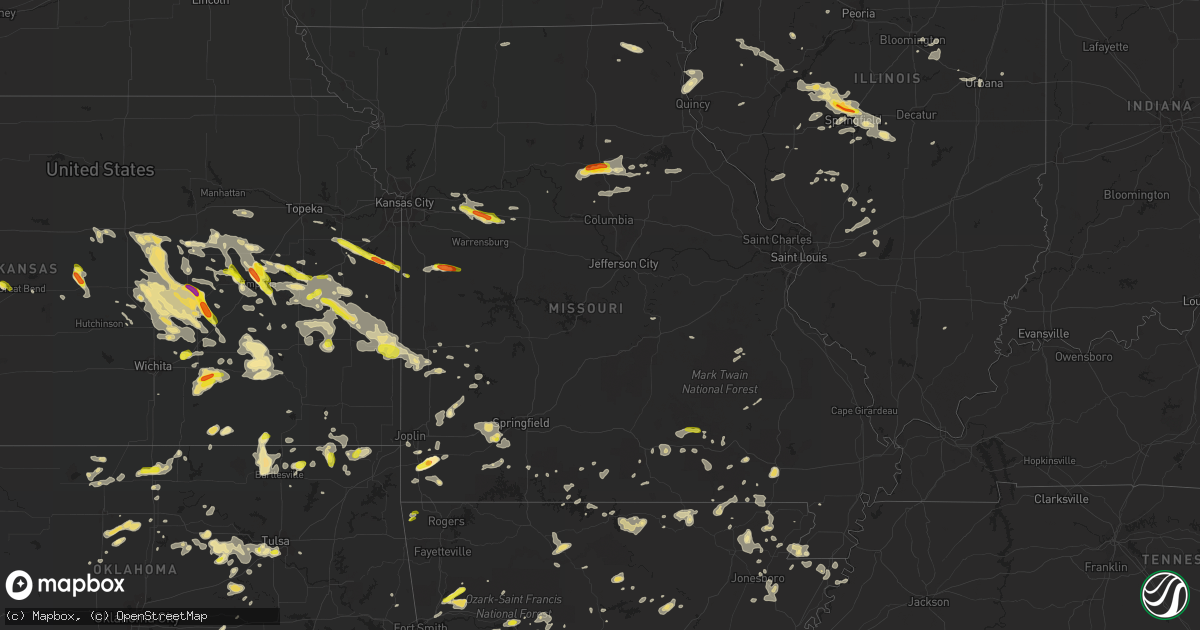 Hail map in Missouri on August 16, 2018