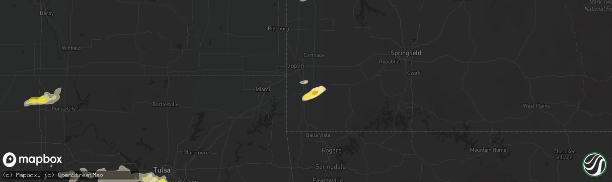 Hail map in Neosho, MO on August 16, 2018