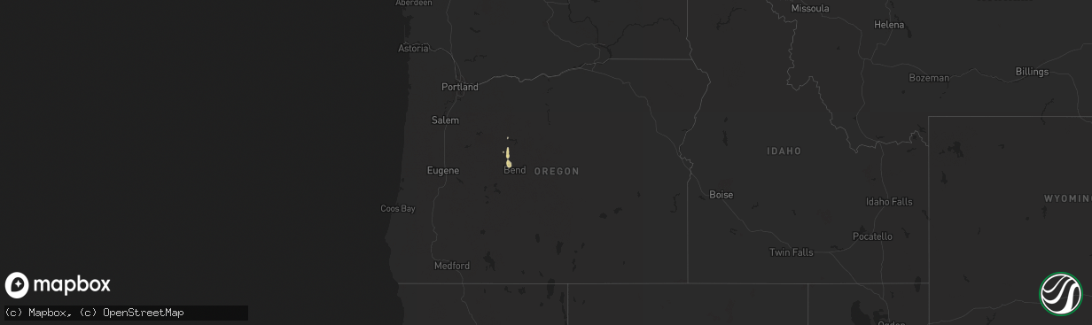 Hail map in Oregon on August 16, 2018