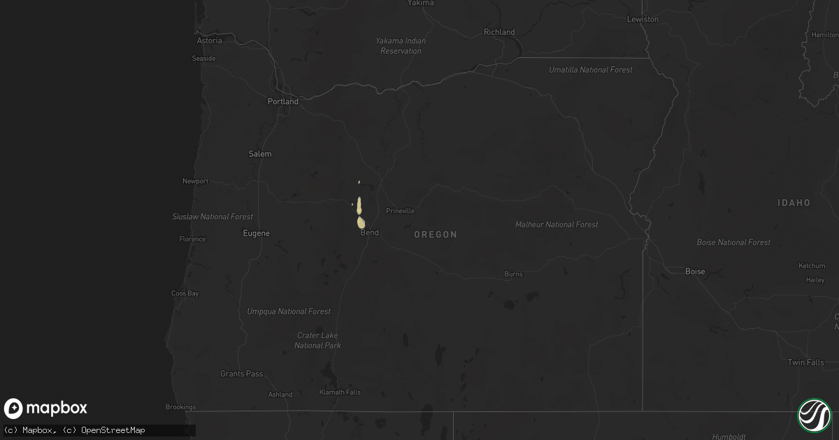 Hail map in Oregon on August 16, 2018