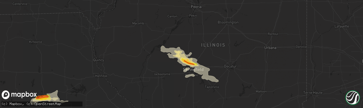 Hail map in Petersburg, IL on August 16, 2018