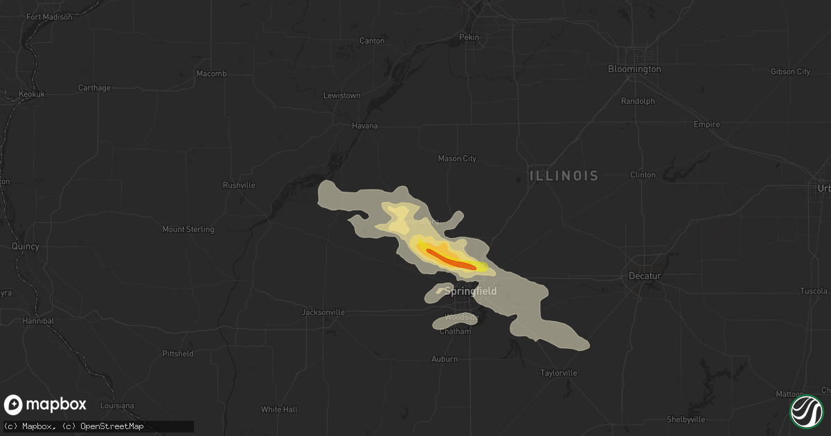 Hail map in Petersburg, IL on August 16, 2018