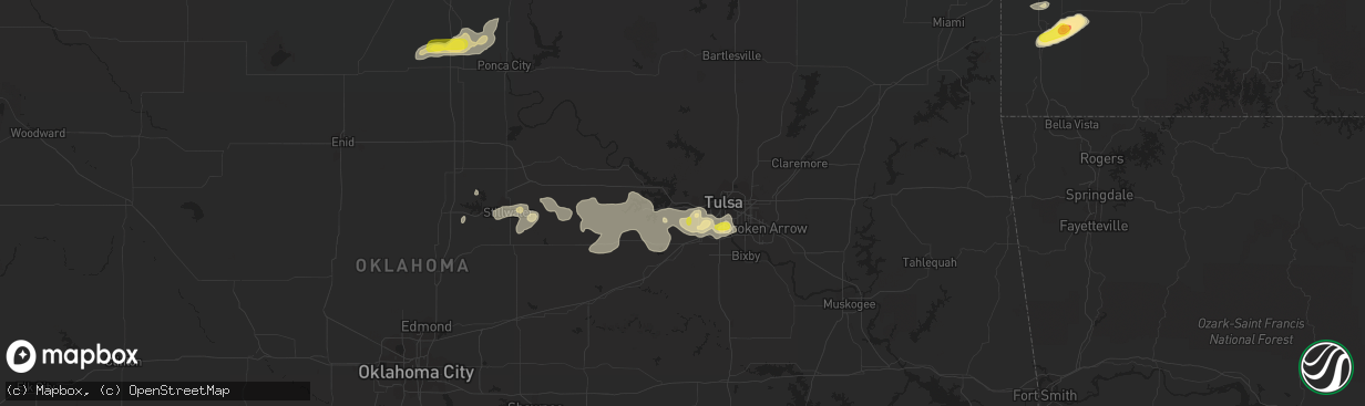 Hail map in Sand Springs, OK on August 16, 2018