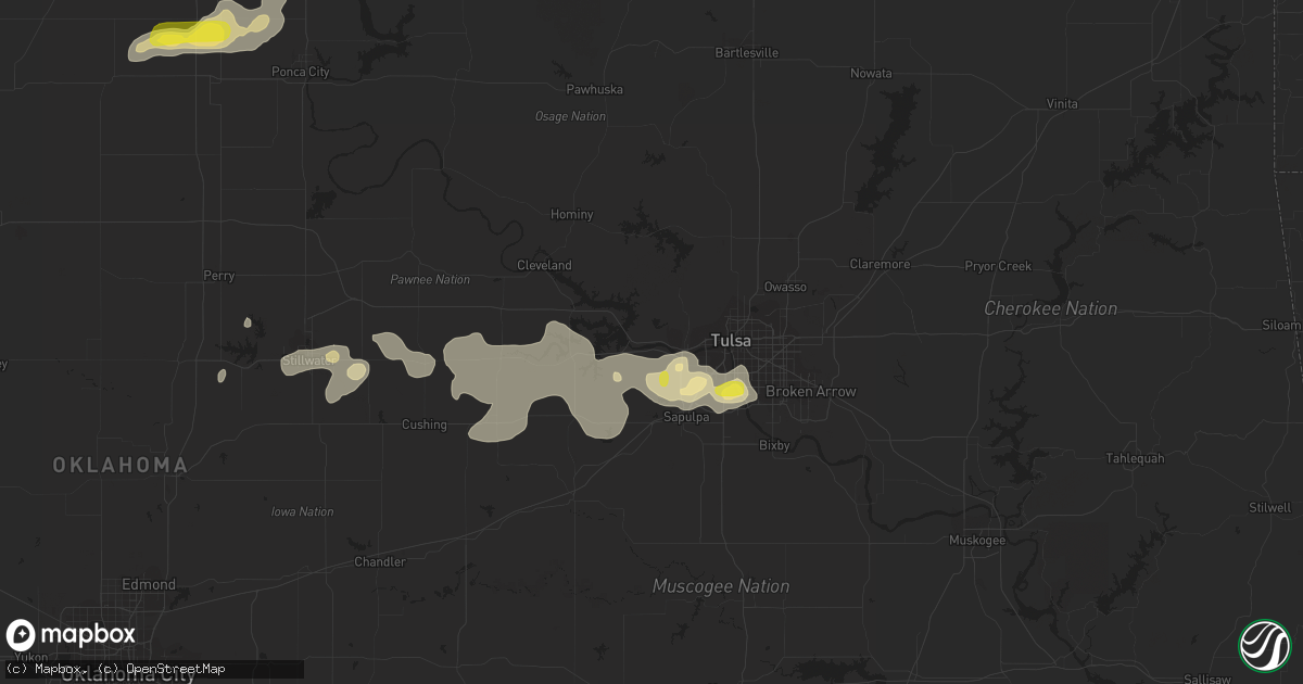 Hail map in Sand Springs, OK on August 16, 2018