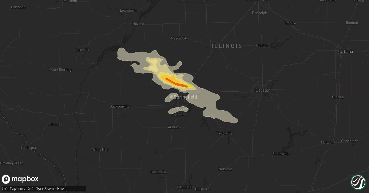 Hail map in Springfield, IL on August 16, 2018