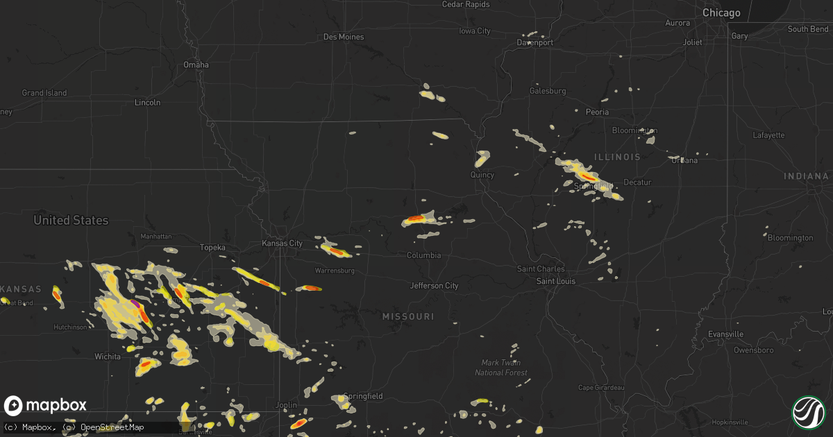 Hail map on August 16, 2018