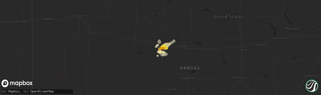 Hail map in Hays, KS on August 16, 2019