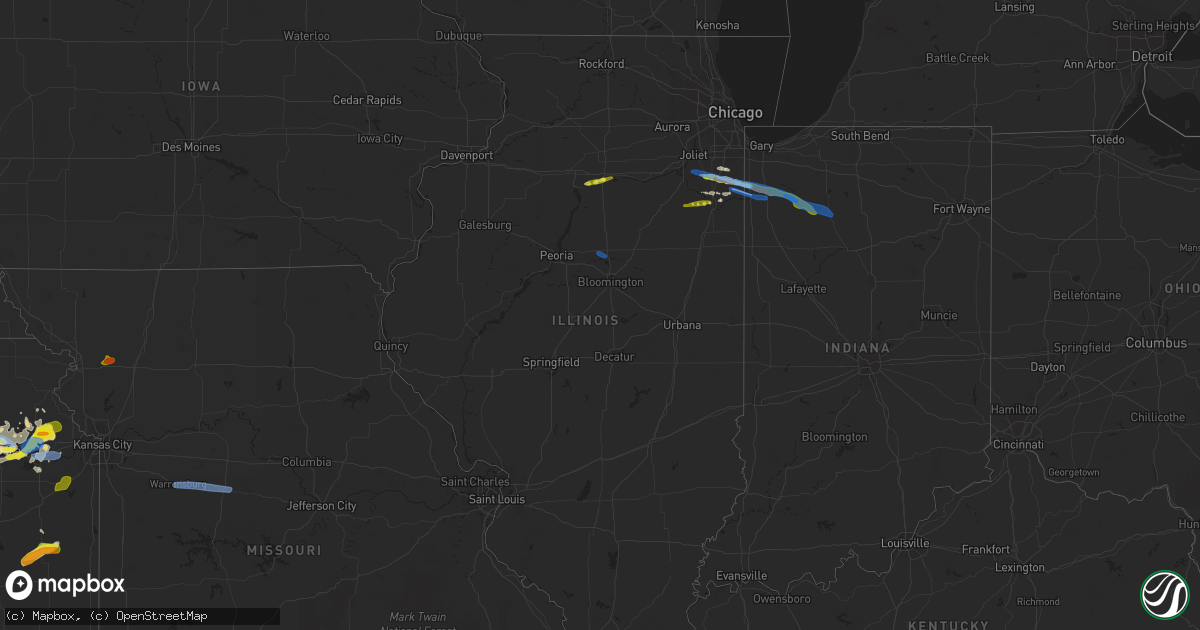 Hail map in Illinois on August 16, 2019