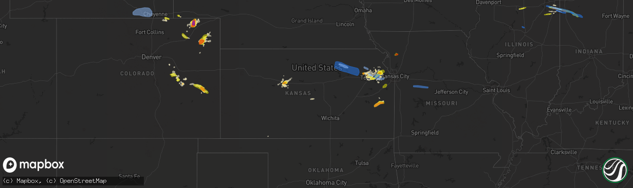 Hail map in Kansas on August 16, 2019