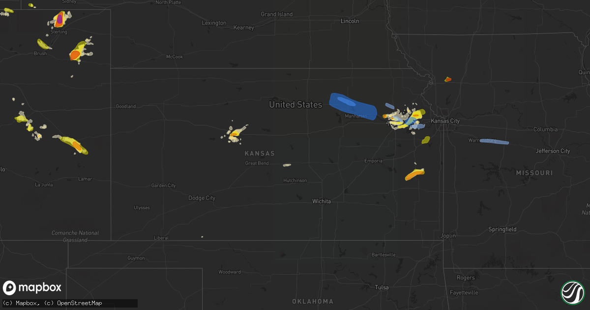 Hail map in Kansas on August 16, 2019