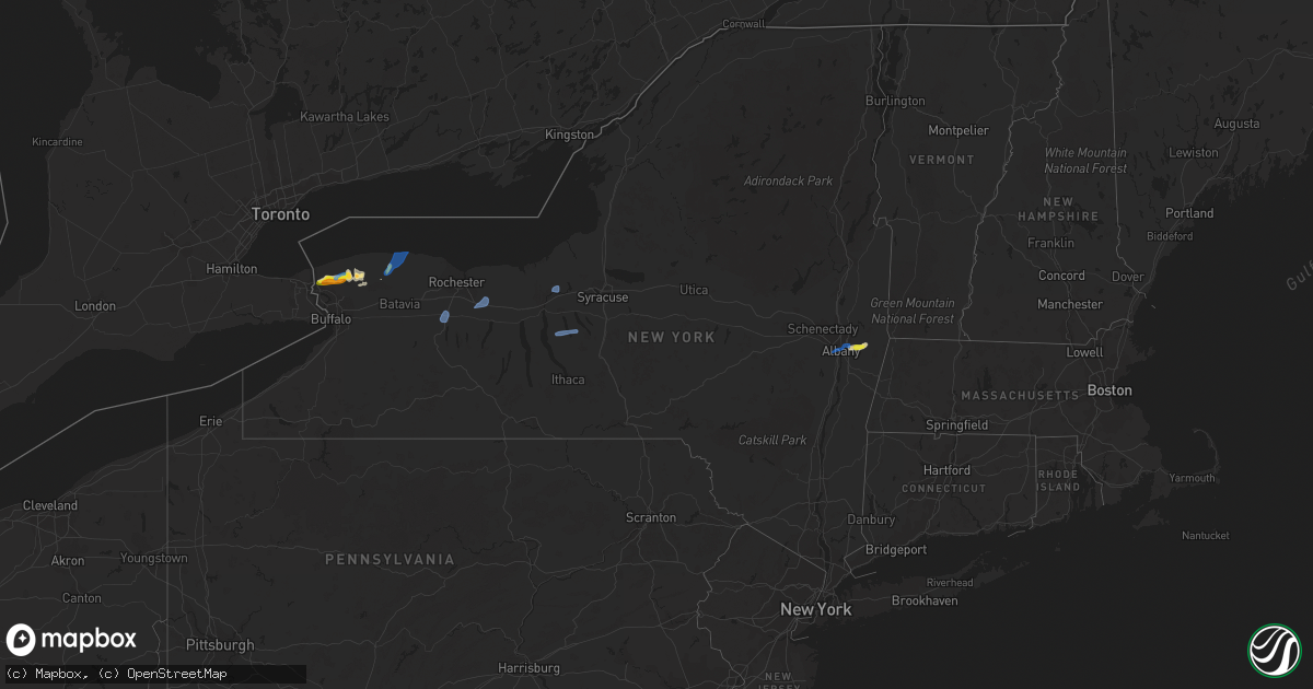 Hail map in New York on August 16, 2019