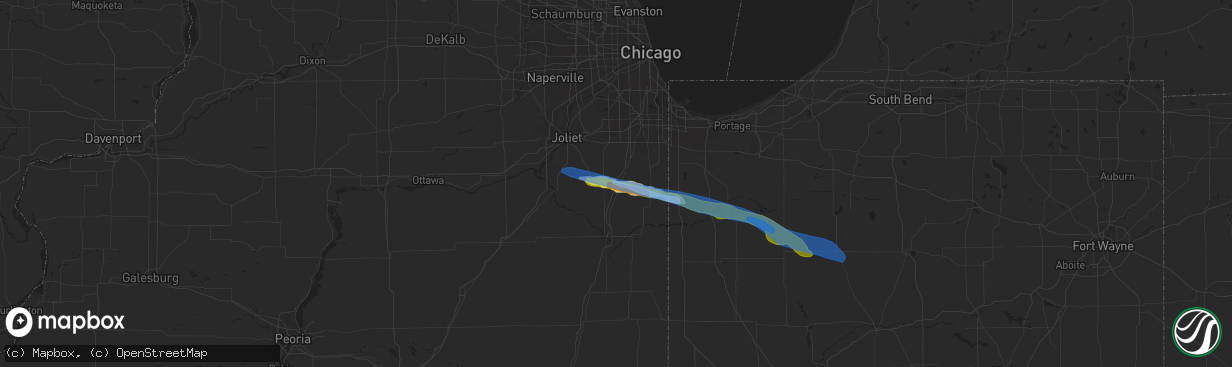 Hail map in Peotone, IL on August 16, 2019