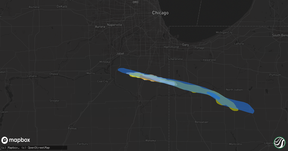 Hail map in Peotone, IL on August 16, 2019