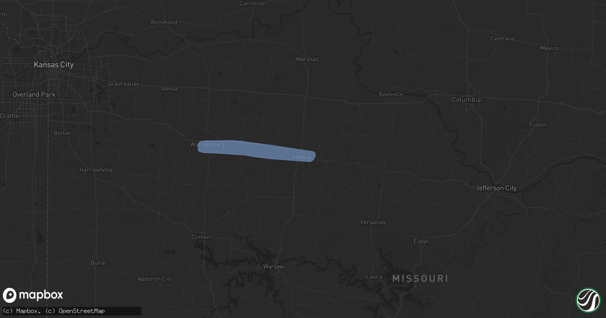 Hail map in Sedalia, MO on August 16, 2019