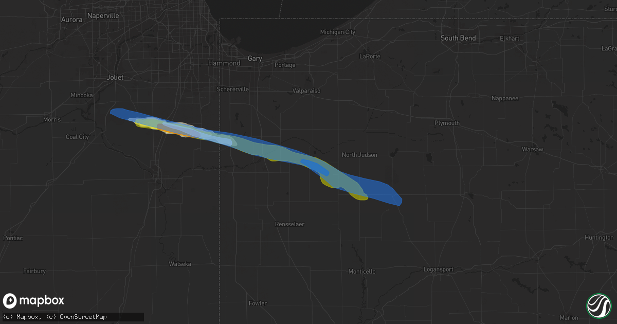 Hail map in Wheatfield, IN on August 16, 2019