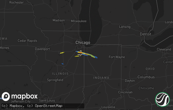 Hail map preview on 08-16-2019