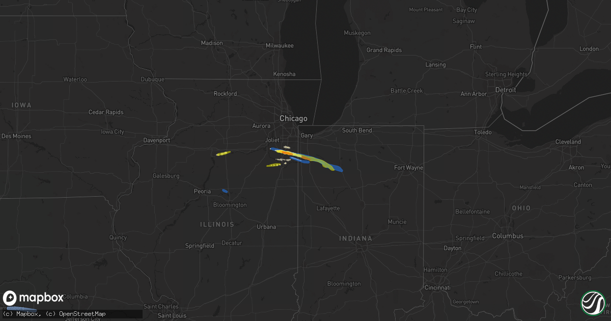 Hail map on August 16, 2019