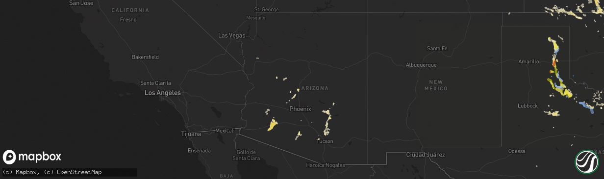 Hail map in Arizona on August 16, 2020