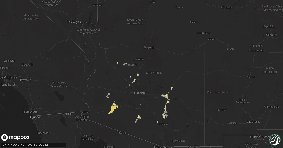 Hail map in Arizona on August 16, 2020