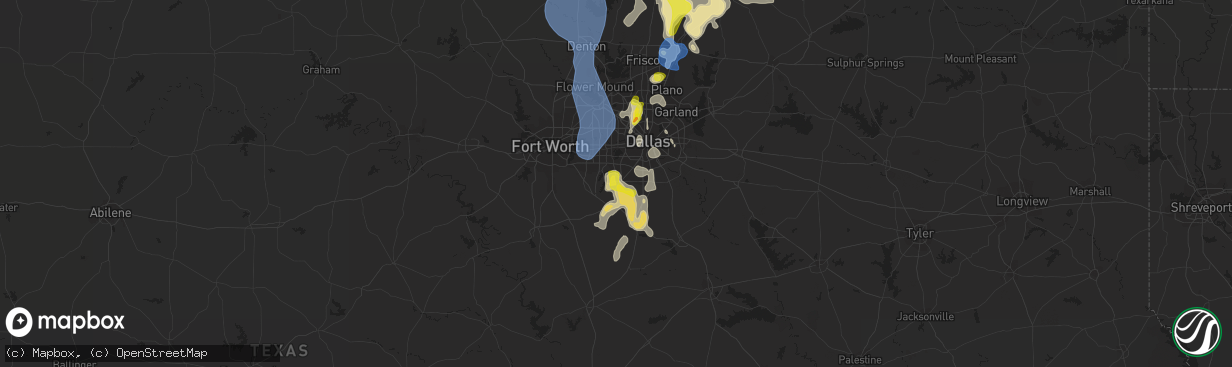 Hail map in Cedar Hill, TX on August 16, 2020