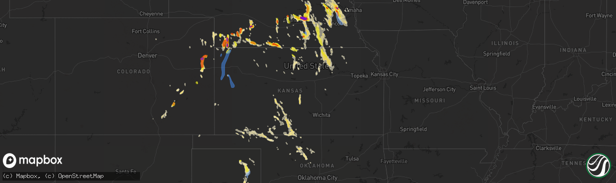 Hail map in Kansas on August 16, 2020