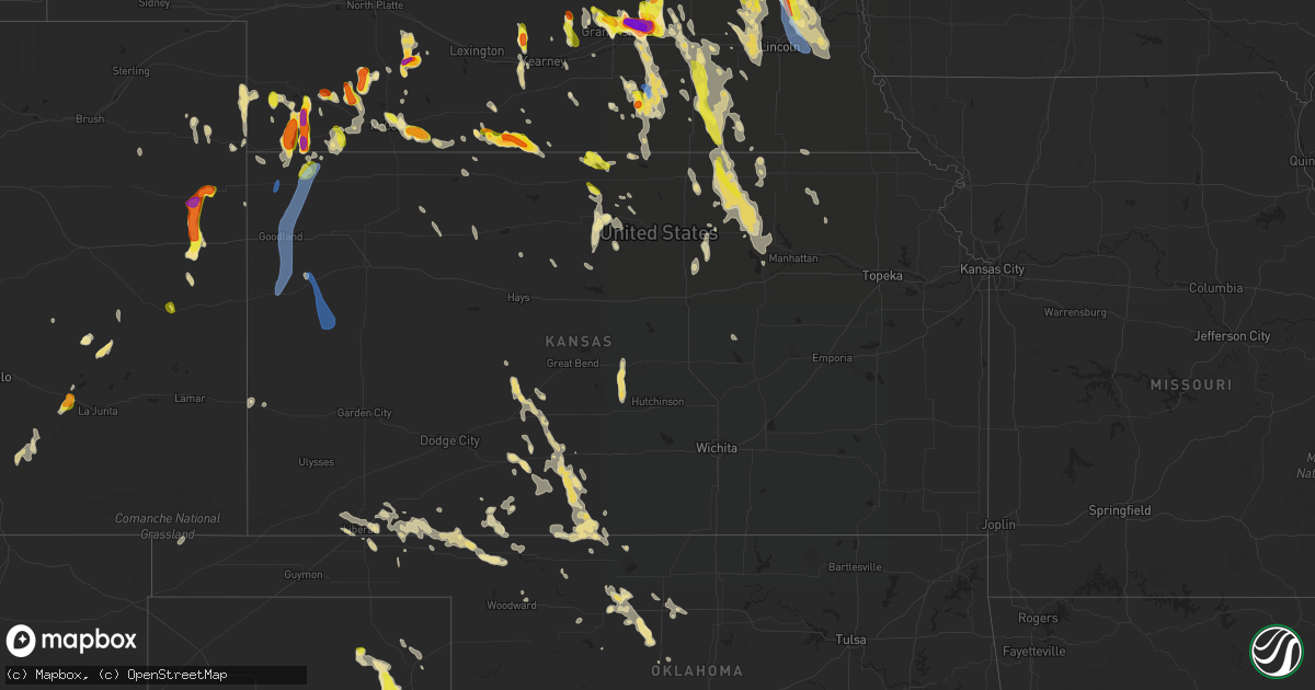 Hail map in Kansas on August 16, 2020