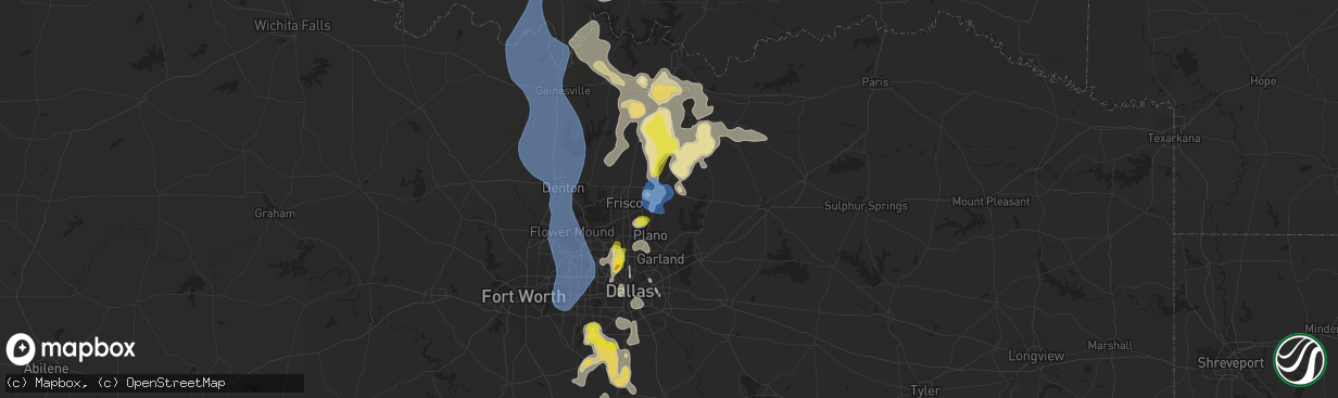 Hail map in Mckinney, TX on August 16, 2020