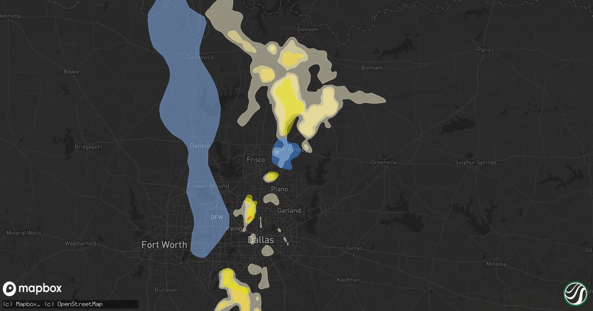 Hail map in Mckinney, TX on August 16, 2020