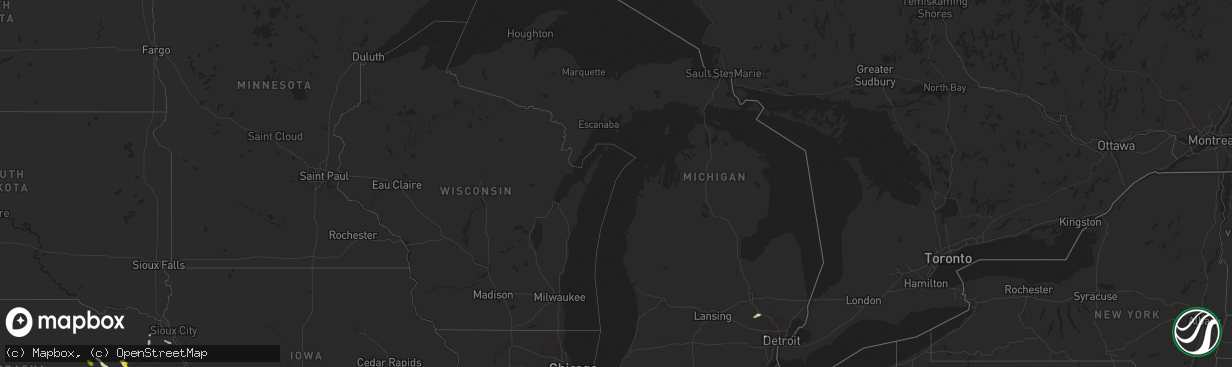 Hail map in Michigan on August 16, 2020