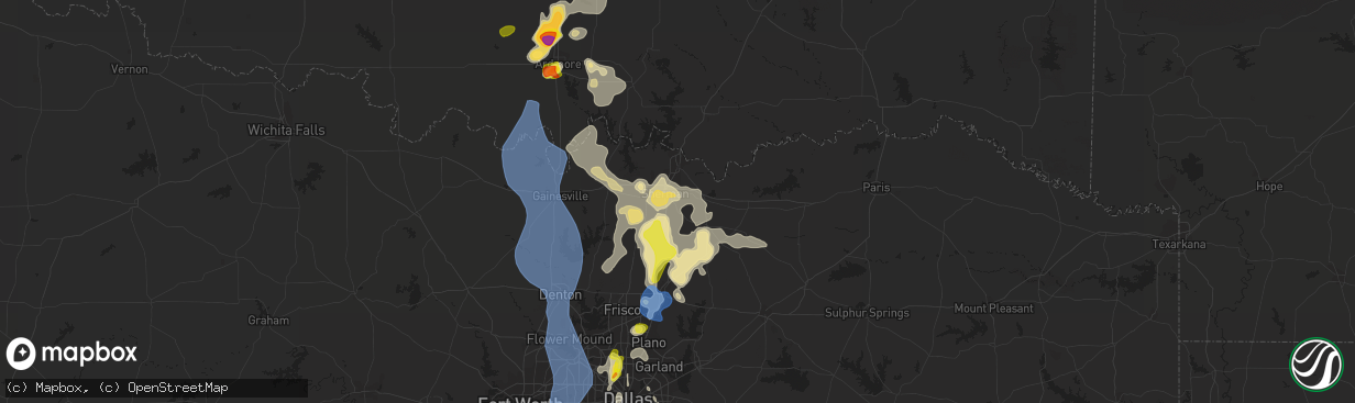 Hail map in Sherman, TX on August 16, 2020