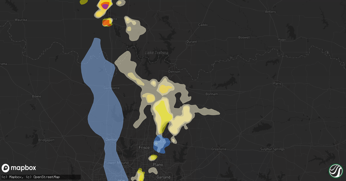 Hail map in Sherman, TX on August 16, 2020