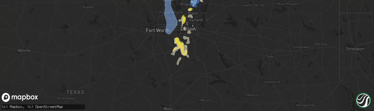 Hail map in Waxahachie, TX on August 16, 2020