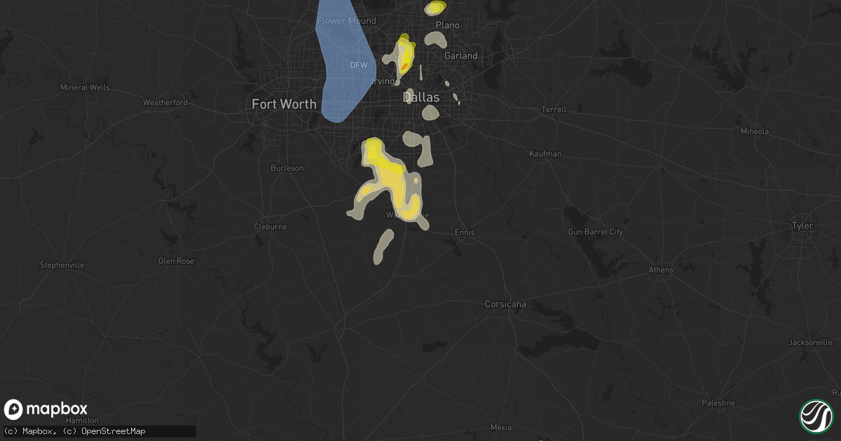 Hail map in Waxahachie, TX on August 16, 2020