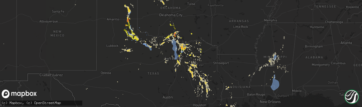 Hail map on August 16, 2020